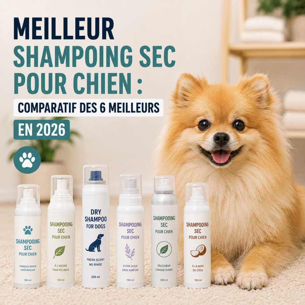 Meilleur shampoing sec pour chien : comparatif des 6 meilleurs en 2026